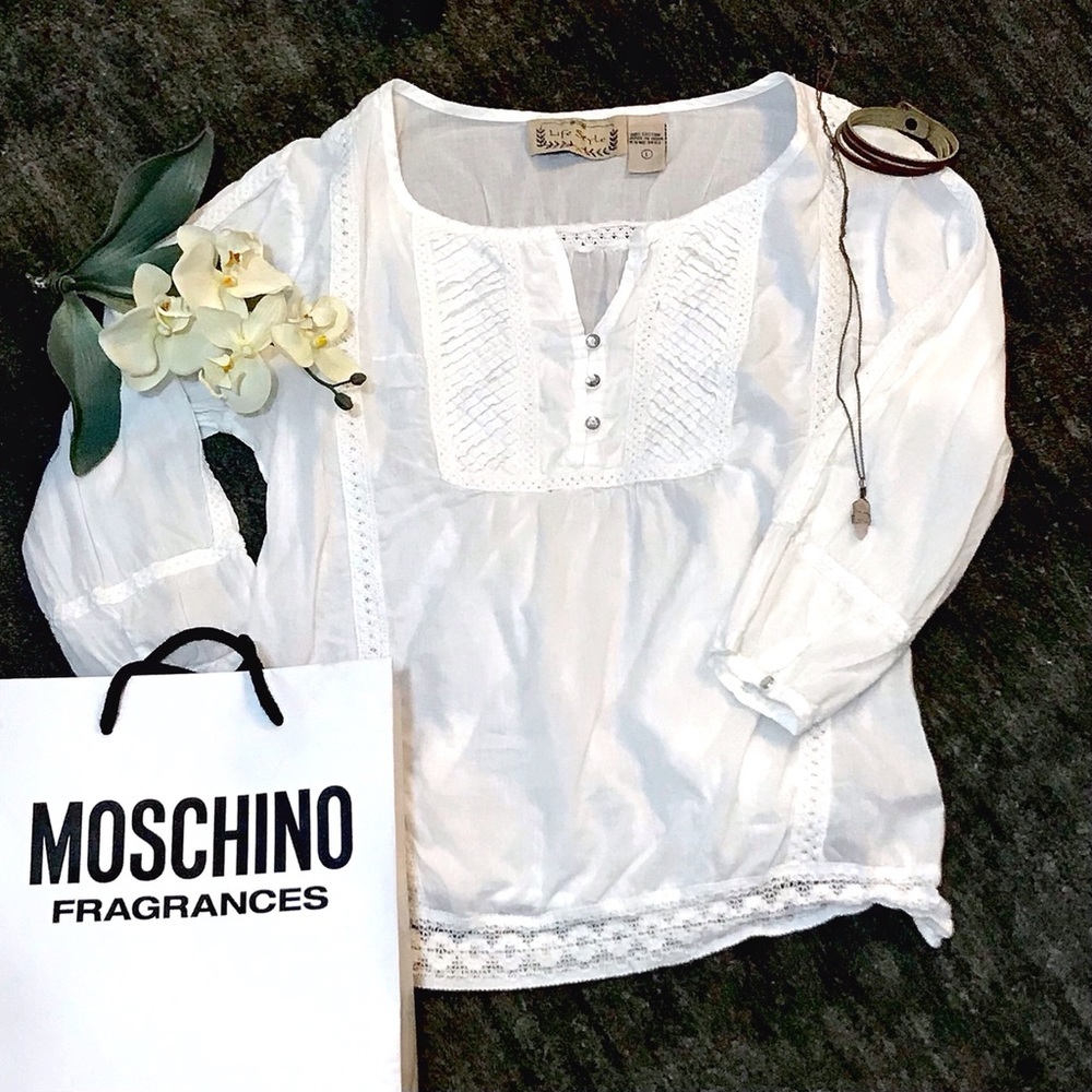 Lifestyle crochet detail boho cotton top